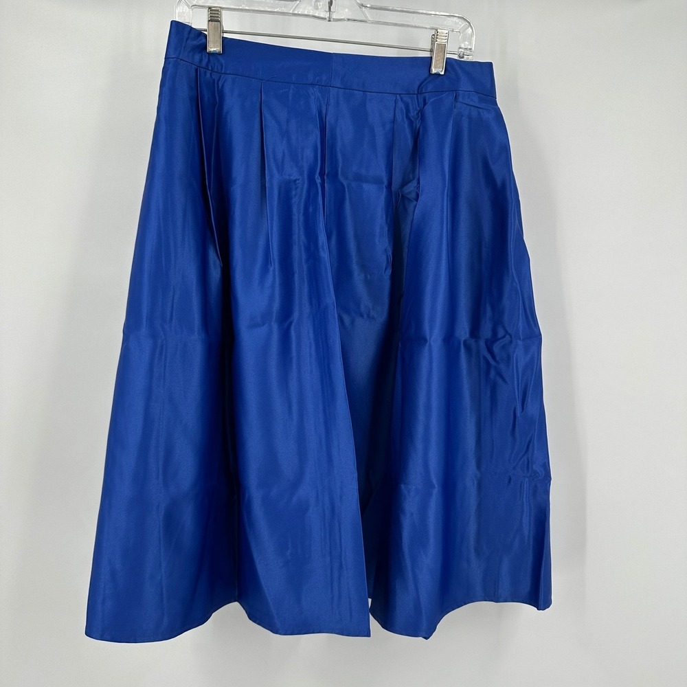 Womens Preppy Royal Blue‎ Satin Midi Skirt Size 12 Modest Cocktail Bold Evening